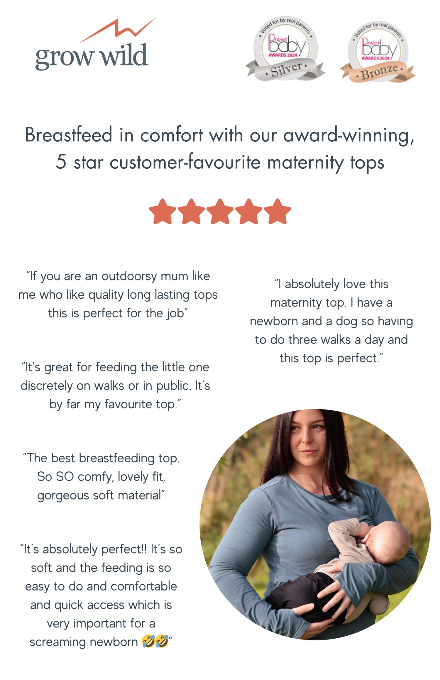 Bamboo Long Sleeve Maternity and Breastfeeding Top